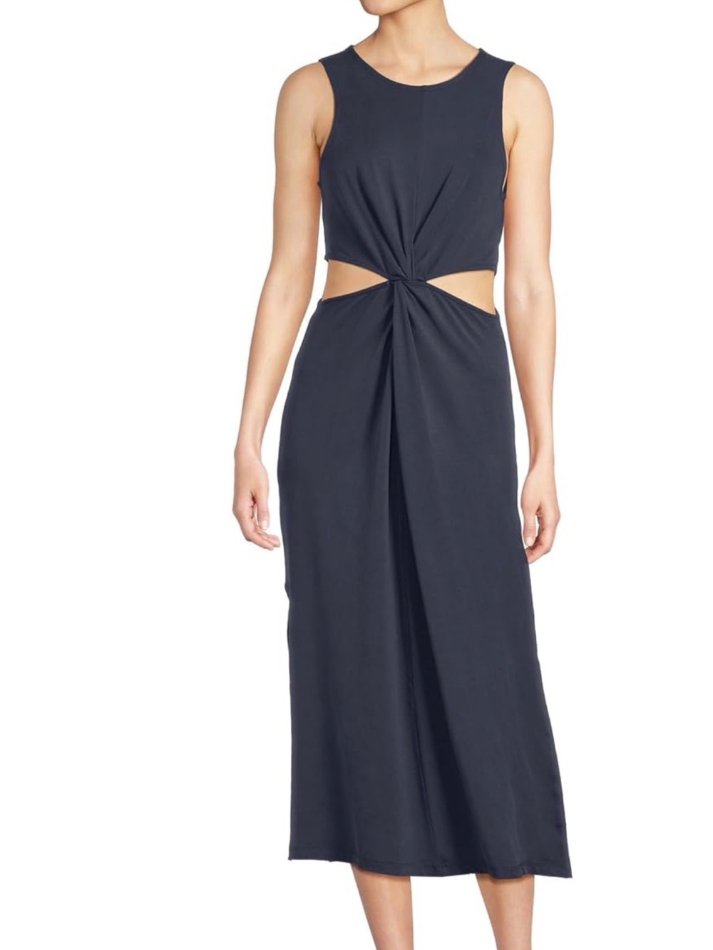 Beyond Yoga Navy Twist-Knot Midi Dress with Cutouts